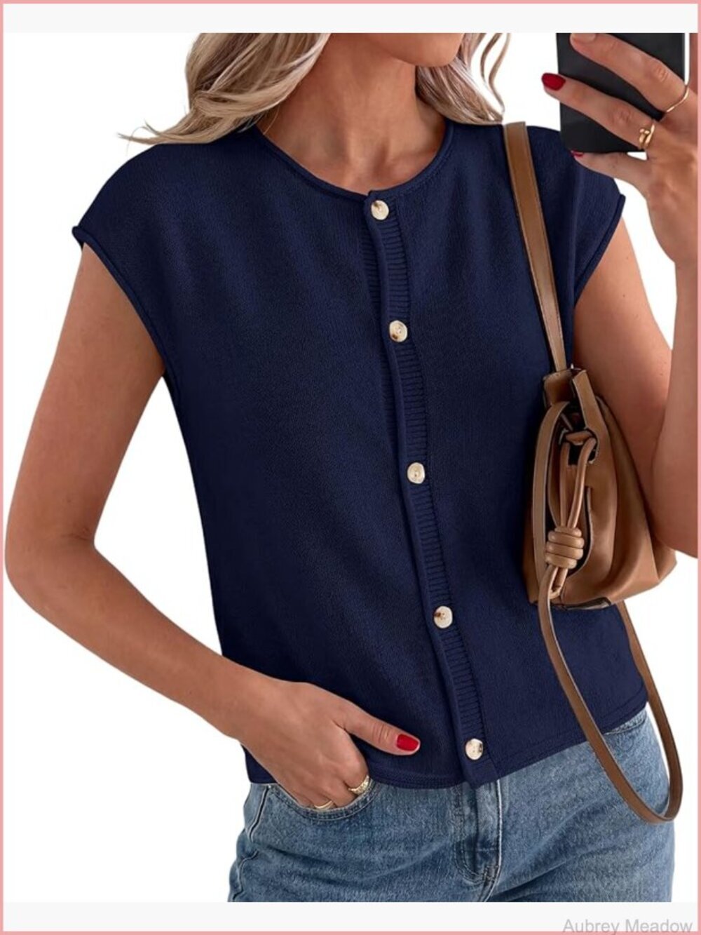 Sweater Vest Women Cap Sleeve Lightweight Button Down Cardigan Loose Tops